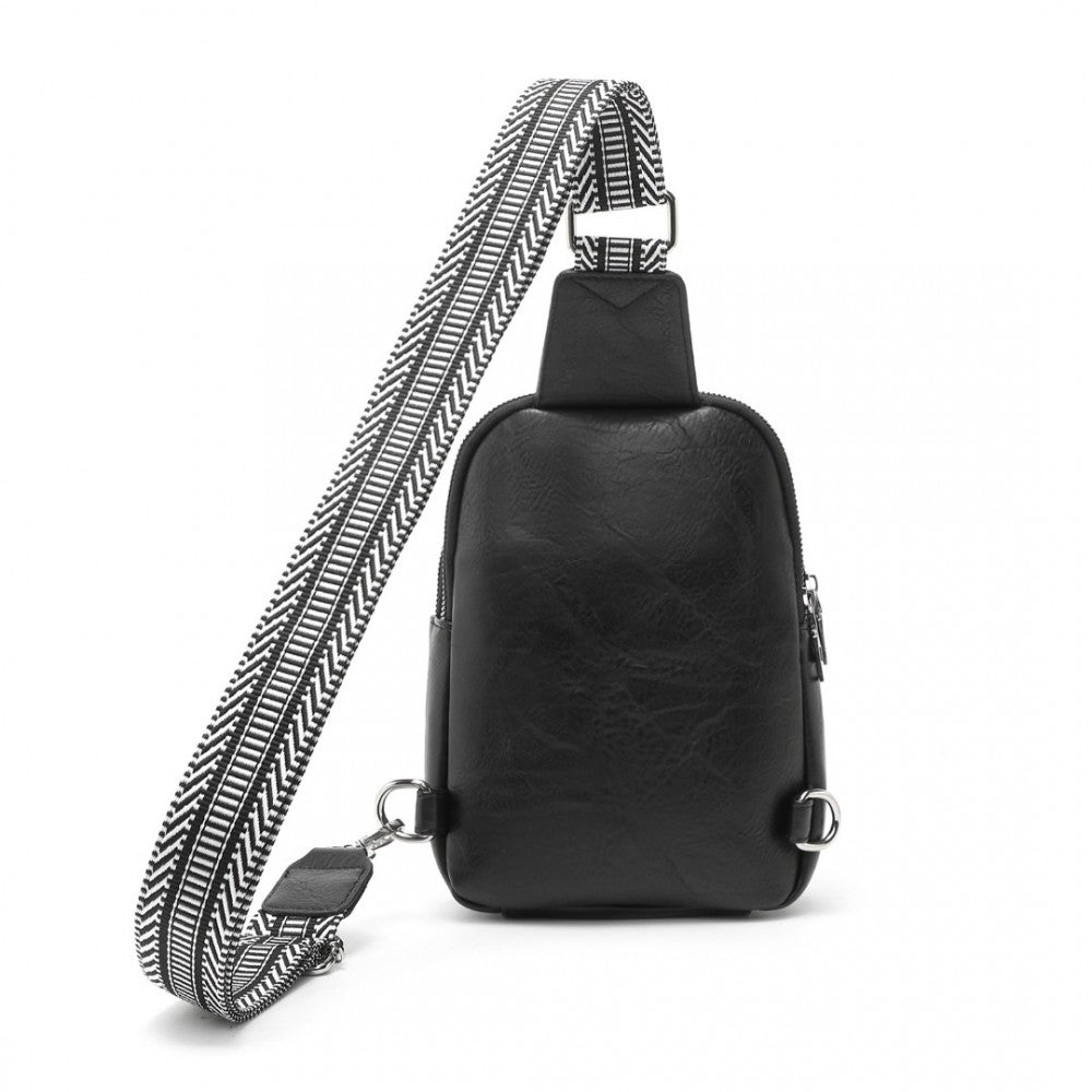 Convertible PU Leather Multi-Wear Chest Bag – Black