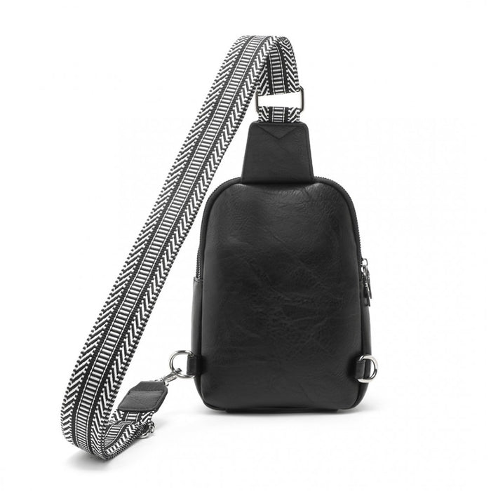 Convertible PU Leather Multi-Wear Chest Bag – Black