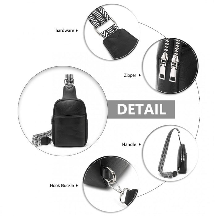 Convertible PU Leather Multi-Wear Chest Bag – Black