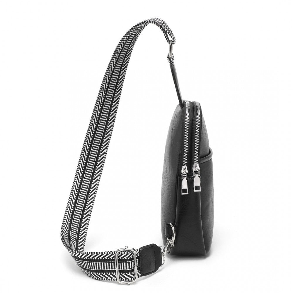 Convertible PU Leather Multi-Wear Chest Bag – Black