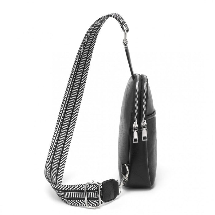 Convertible PU Leather Multi-Wear Chest Bag – Black