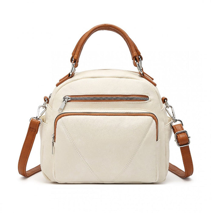 Bowler Style Shoulder Bag – Beige and Brown