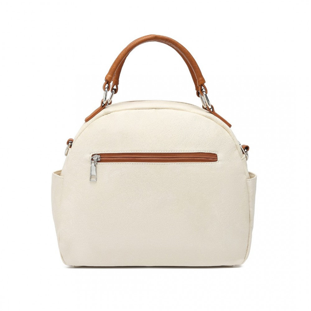 Bowler Style Shoulder Bag – Beige and Brown