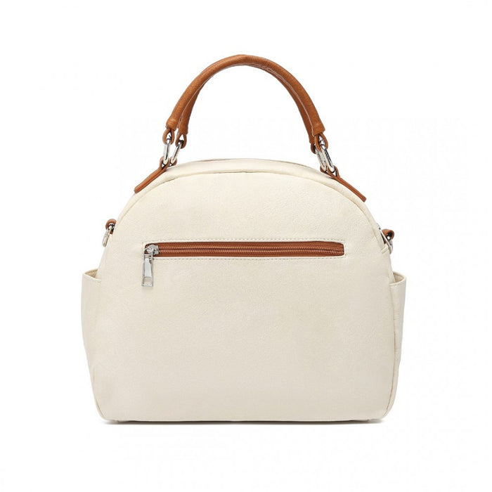 Bowler Style Shoulder Bag – Beige and Brown