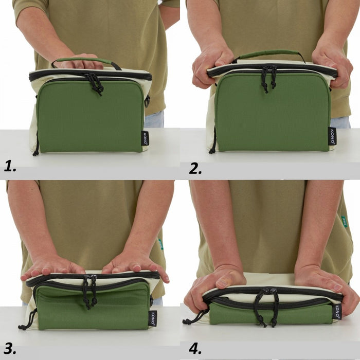 Insulated Lunch Bag-Water-Resistant 4-Layer Food Container, Leak-Proof with Adjustable Strap – Beige and Green