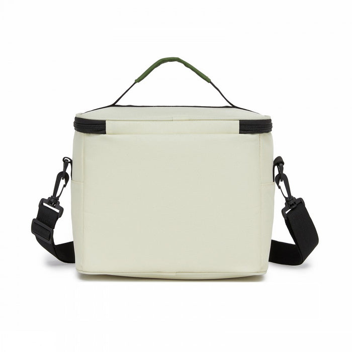 Insulated Lunch Bag-Water-Resistant 4-Layer Food Container, Leak-Proof with Adjustable Strap – Beige and Green