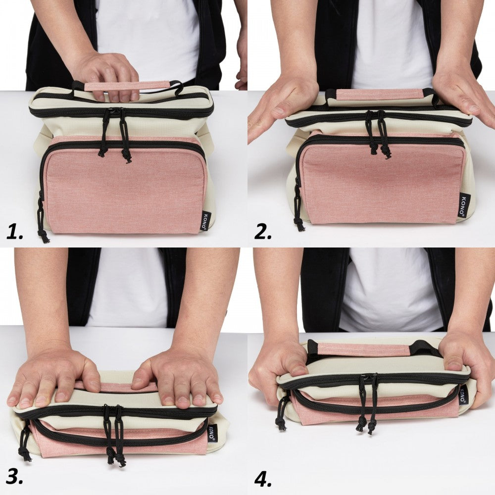 Insulated Lunch Bag-Water-Resistant 4-Layer Food Container, Leak-Proof with Adjustable Strap – Beige and Pink
