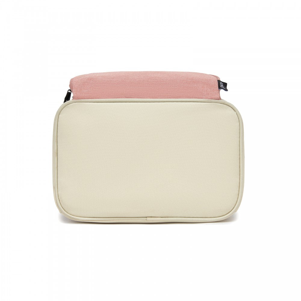 Insulated Lunch Bag-Water-Resistant 4-Layer Food Container, Leak-Proof with Adjustable Strap – Beige and Pink