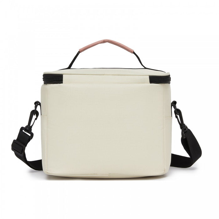 Insulated Lunch Bag-Water-Resistant 4-Layer Food Container, Leak-Proof with Adjustable Strap – Beige and Pink