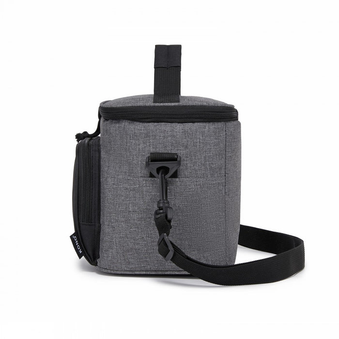 Insulated Lunch Bag-Water-Resistant 4-Layer Food Container, Leak-Proof with Adjustable Strap – Grey and Black