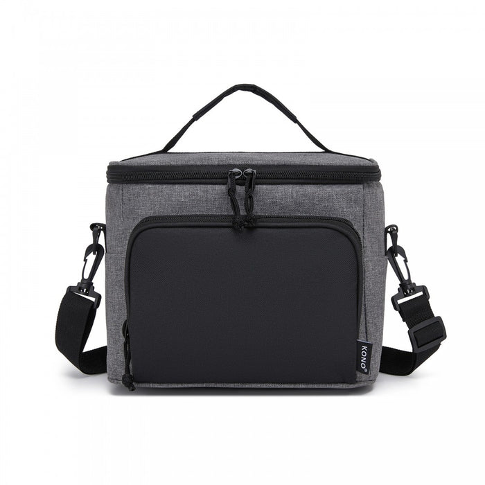 Insulated Lunch Bag-Water-Resistant 4-Layer Food Container, Leak-Proof with Adjustable Strap – Grey and Black