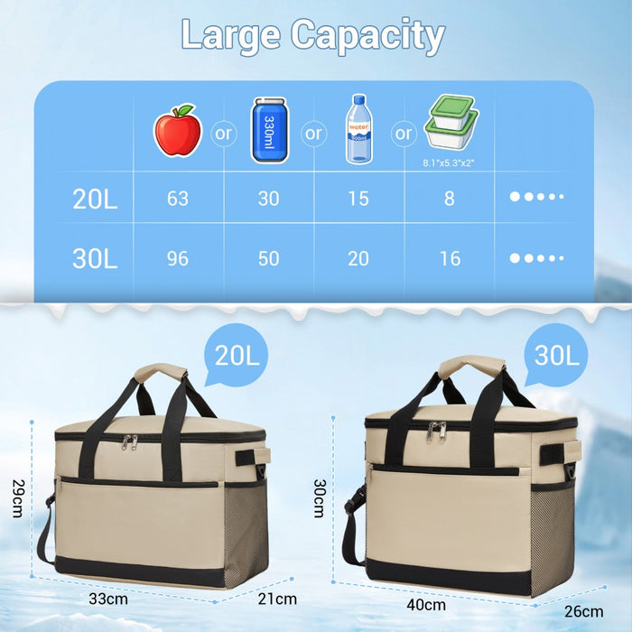 Small Portable Lunch Bag with Enhanced Insulation – 20 L – Compact and Convenient – Khaki