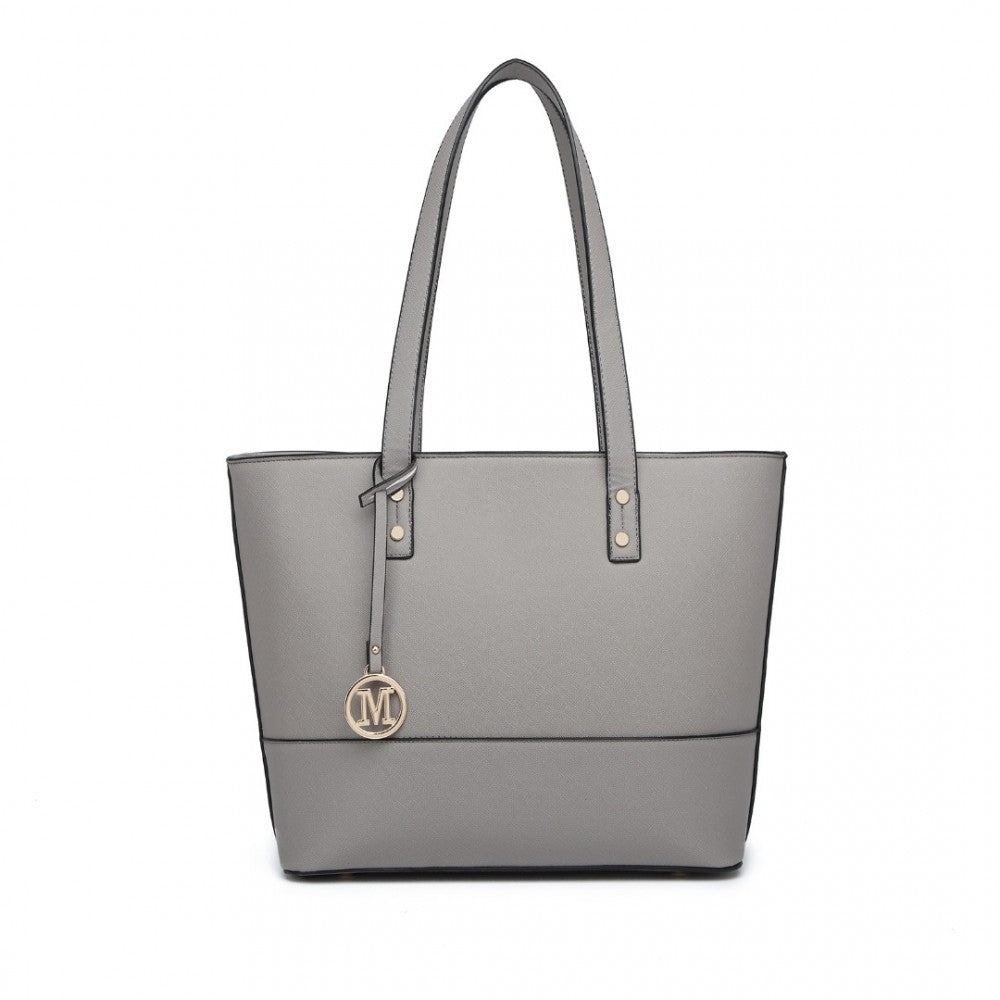 3-Piece PU Leather Tote Bag Set – Grey