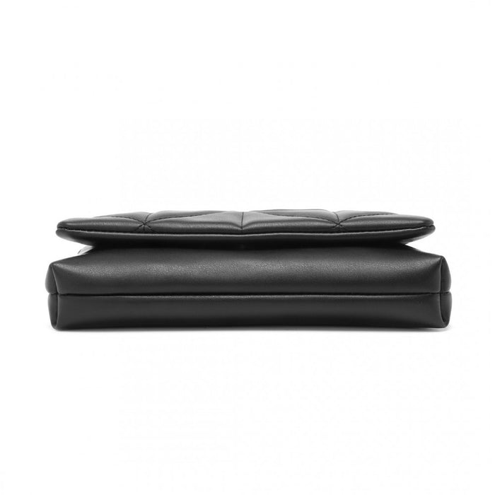 Quilted Shoulder Bag with Chain Strap – Black
