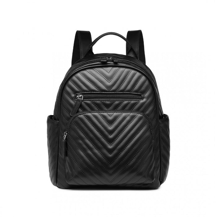 Water-Resistant PU Leather Backpack – Black