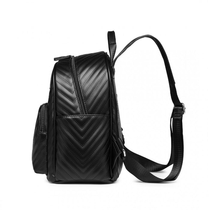 Water-Resistant PU Leather Backpack – Black