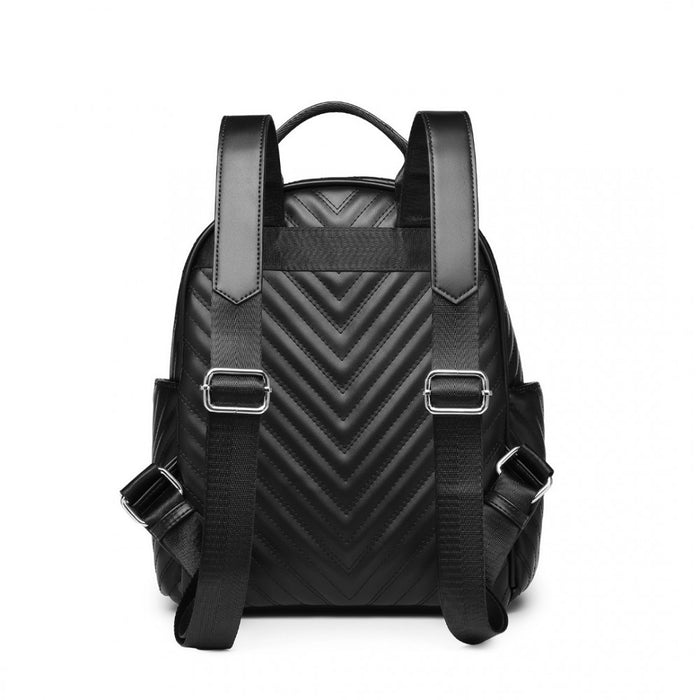 Water-Resistant PU Leather Backpack – Black