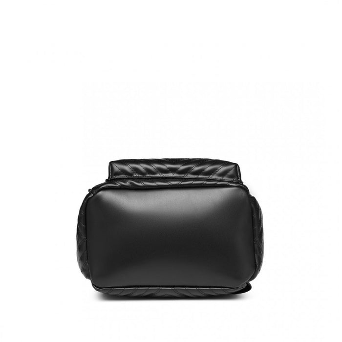 Water-Resistant PU Leather Backpack – Black