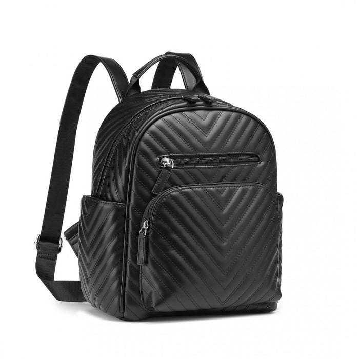 Water-Resistant PU Leather Backpack – Black