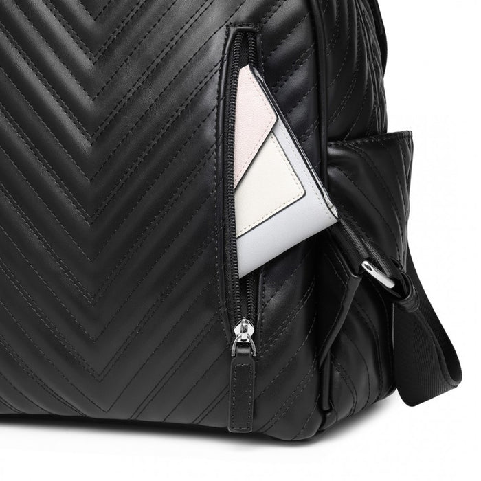 Water-Resistant PU Leather Backpack – Black