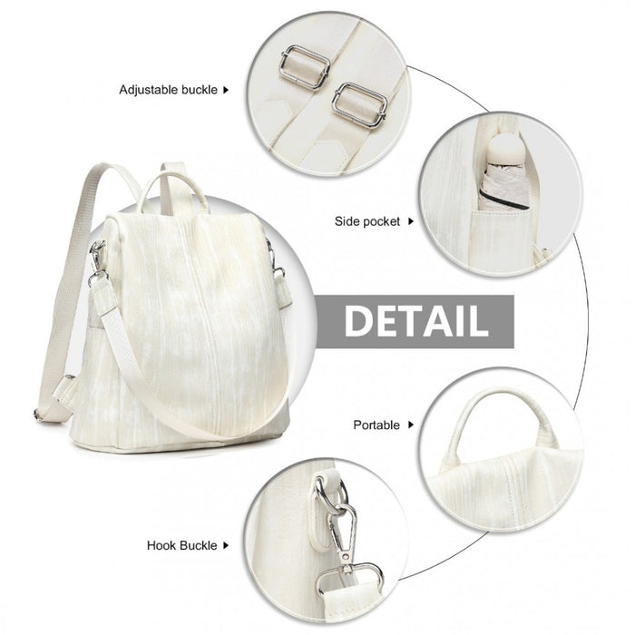 Anti-Theft PU Leather Convertible Bag and Backpack – Beige