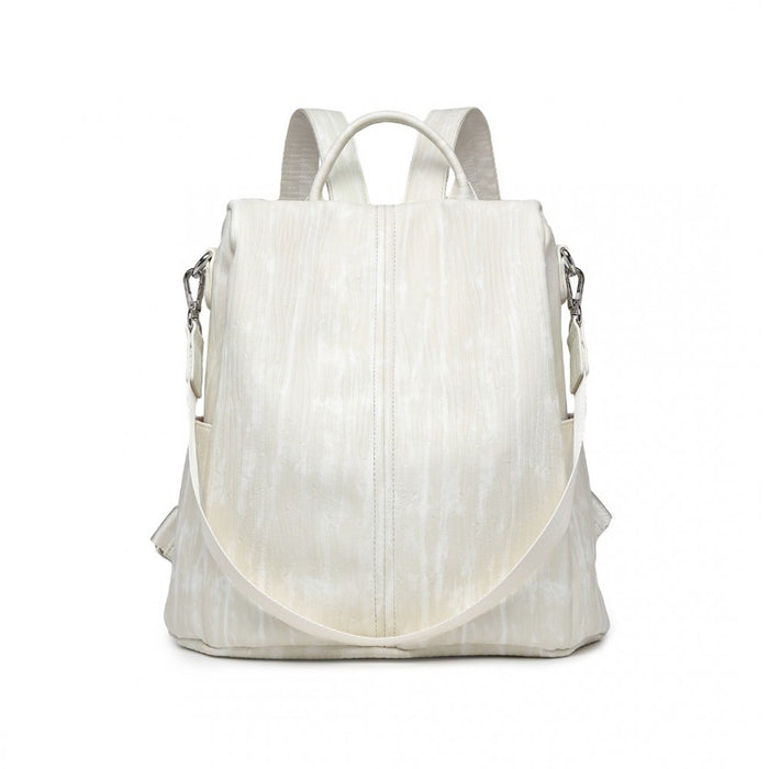 Anti-Theft PU Leather Convertible Bag and Backpack – Beige