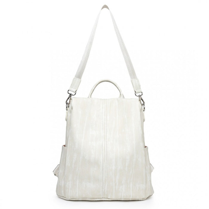 Anti-Theft PU Leather Convertible Bag and Backpack – Beige