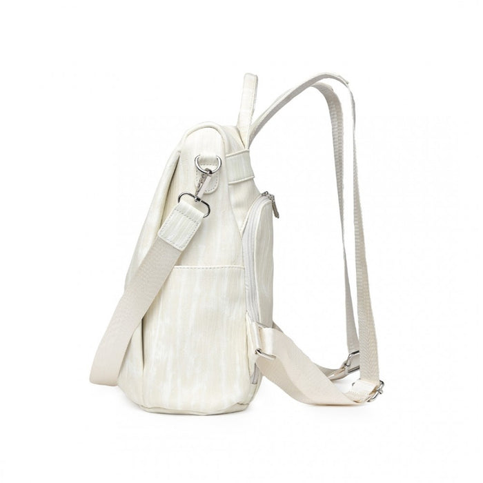 Anti-Theft PU Leather Convertible Bag and Backpack – Beige