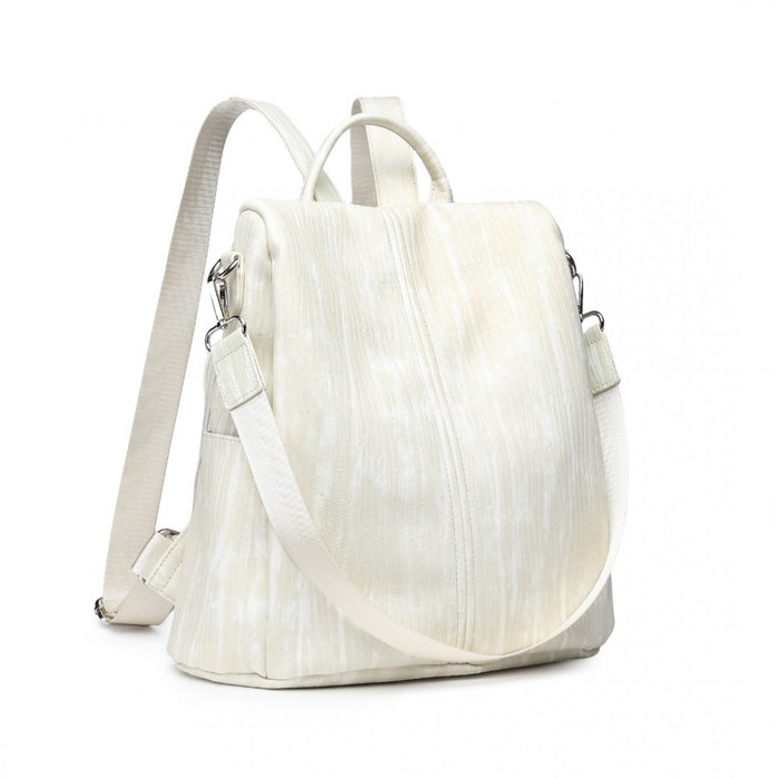 Anti-Theft PU Leather Convertible Bag and Backpack – Beige