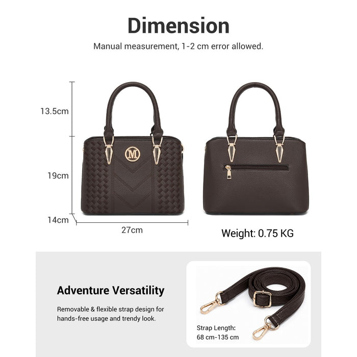 PU Leather Weave Effect Shoulder Bag – Coffee