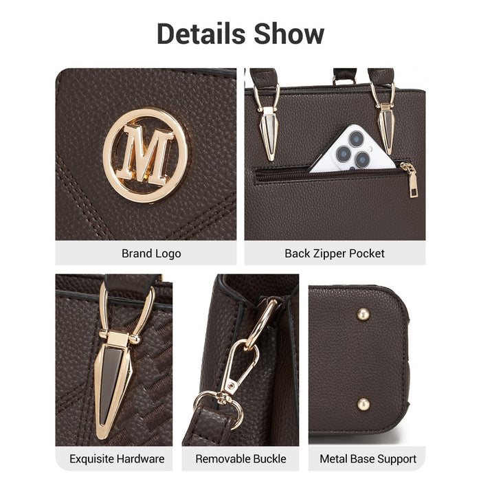 PU Leather Weave Effect Shoulder Bag – Coffee