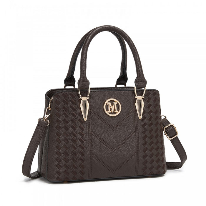 PU Leather Weave Effect Shoulder Bag – Coffee