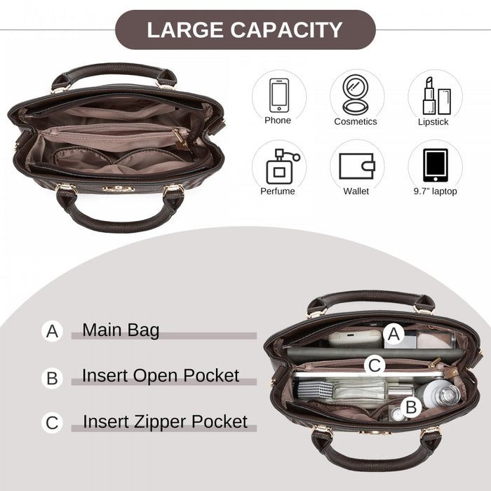 PU Leather Weave Effect Shoulder Bag – Coffee