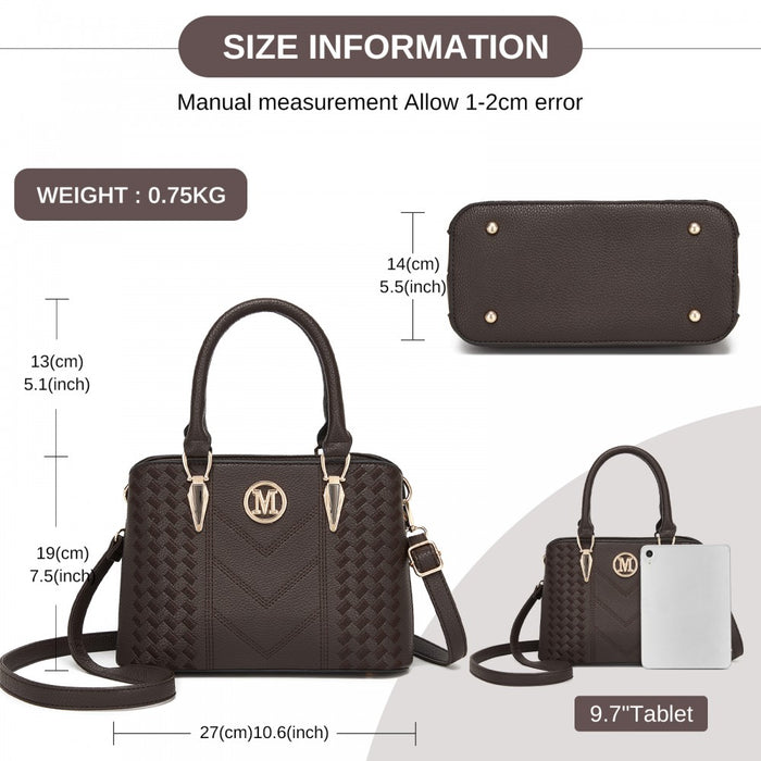 PU Leather Weave Effect Shoulder Bag – Coffee