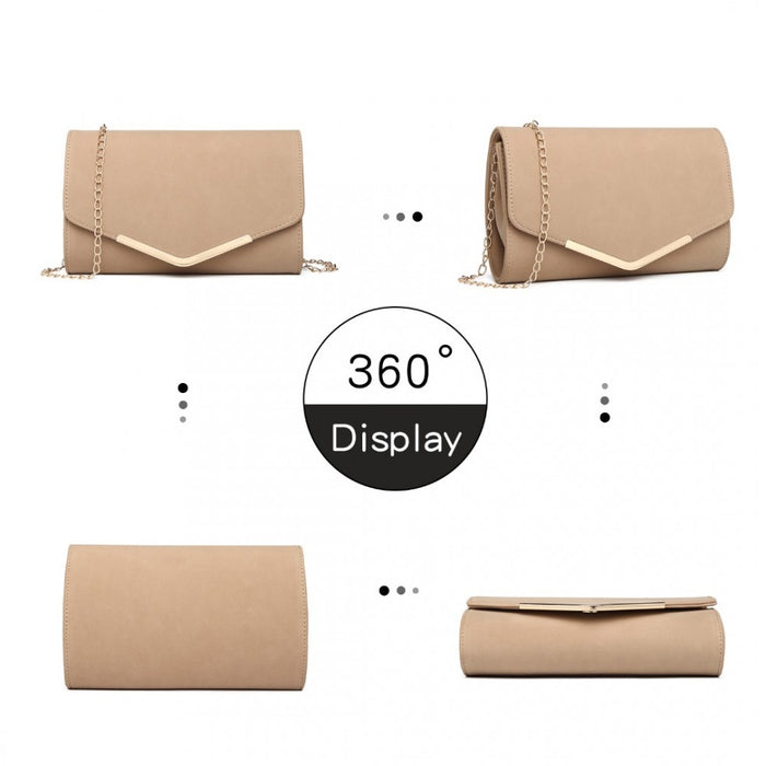 PU Leather Envelope Clutch Bag – Beige