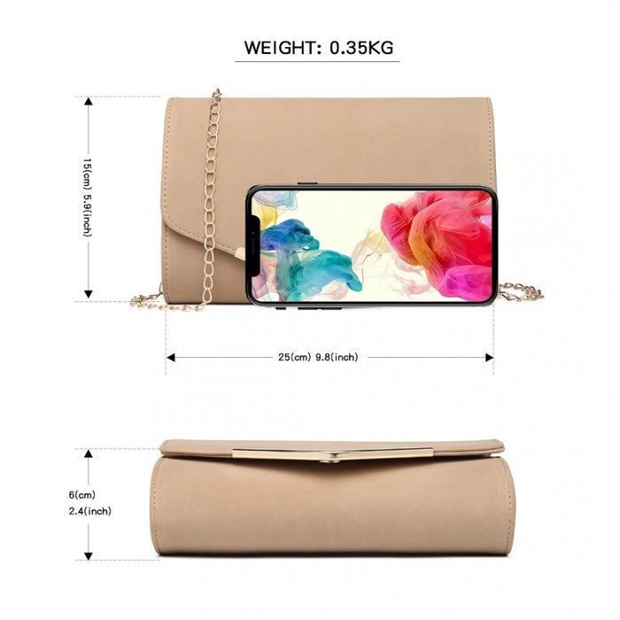 PU Leather Envelope Clutch Bag – Beige