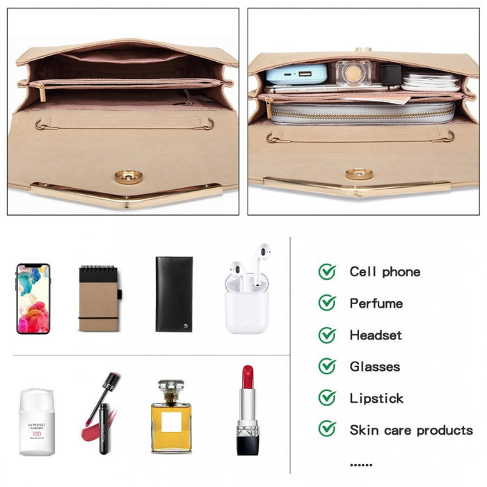 PU Leather Envelope Clutch Bag – Beige