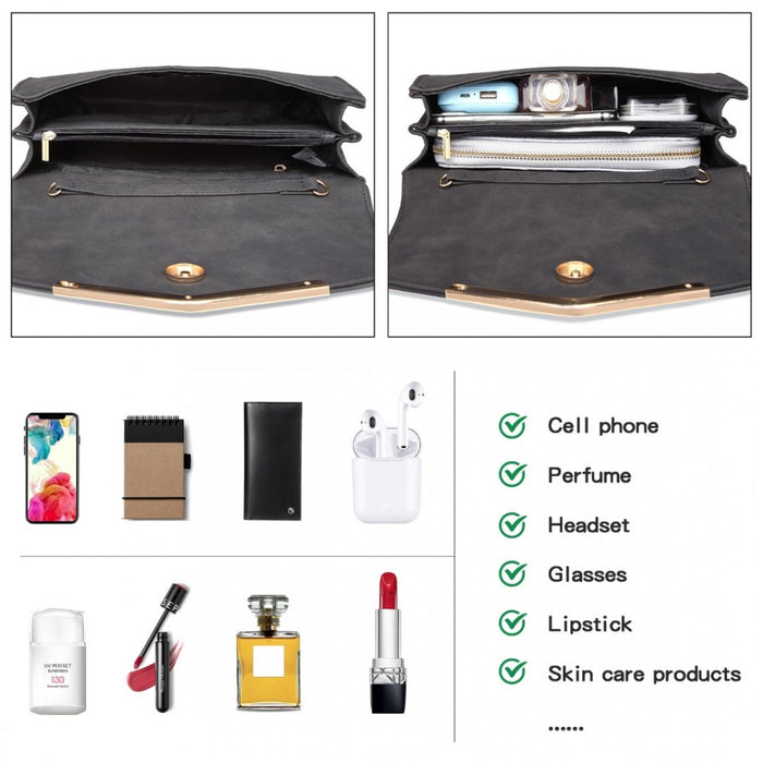 PU Leather Envelope Clutch Bag – Black