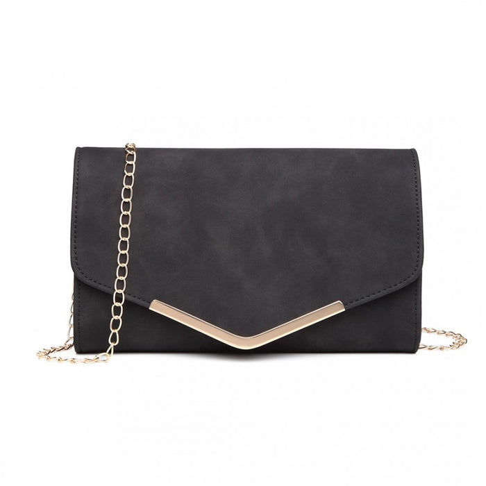 PU Leather Envelope Clutch Bag – Black