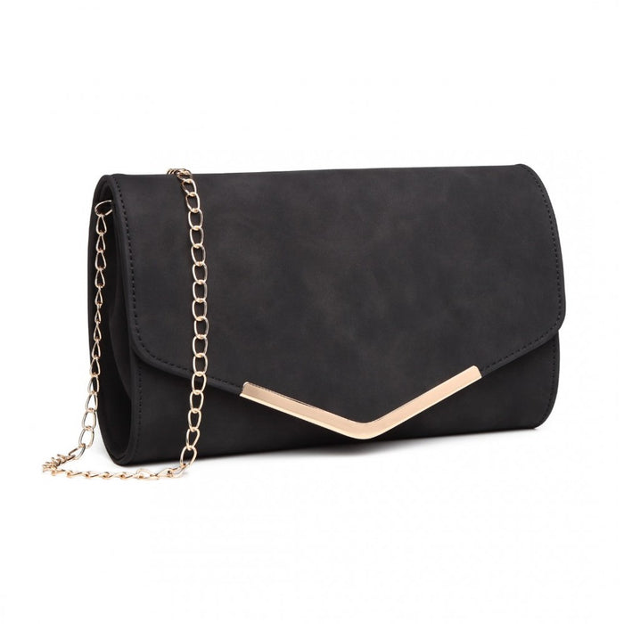 PU Leather Envelope Clutch Bag – Black