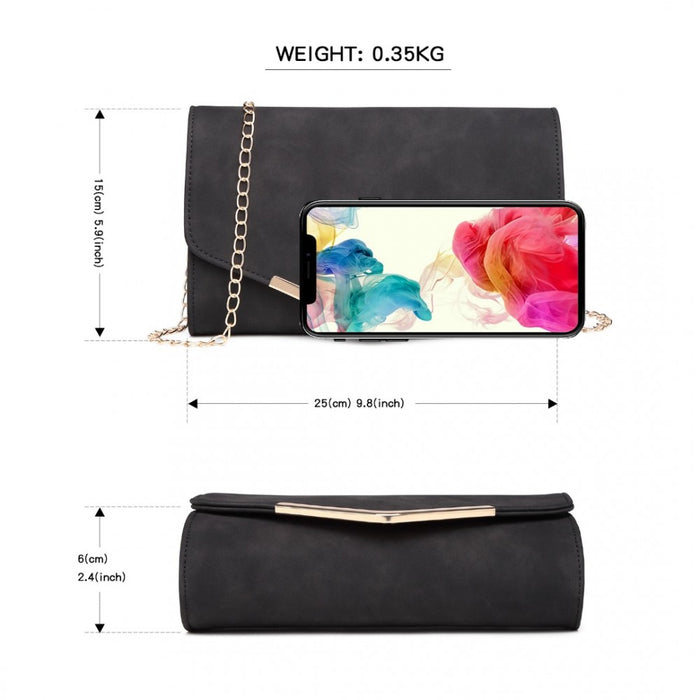 PU Leather Envelope Clutch Bag – Black