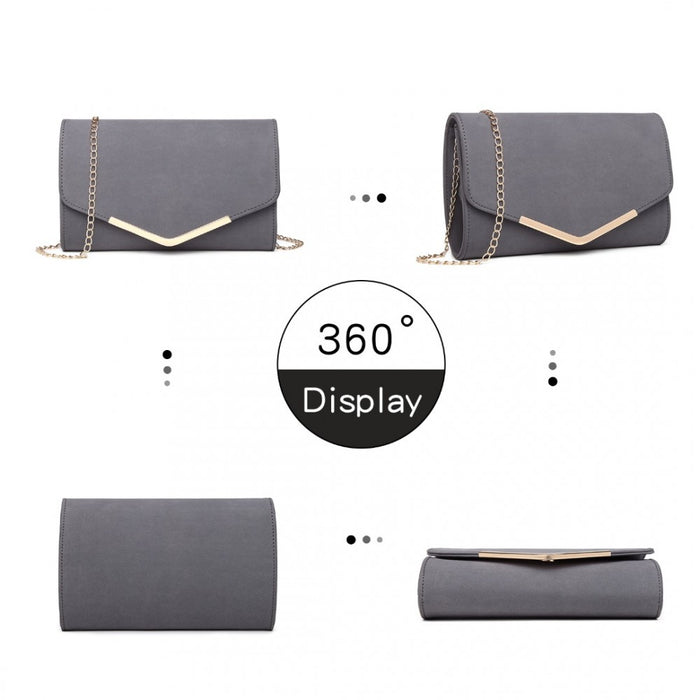 PU Leather Envelope Clutch Bag – Grey