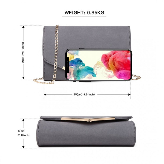 PU Leather Envelope Clutch Bag – Grey