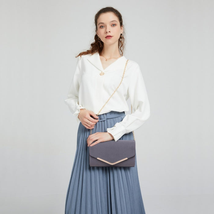 PU Leather Envelope Clutch Bag – Grey