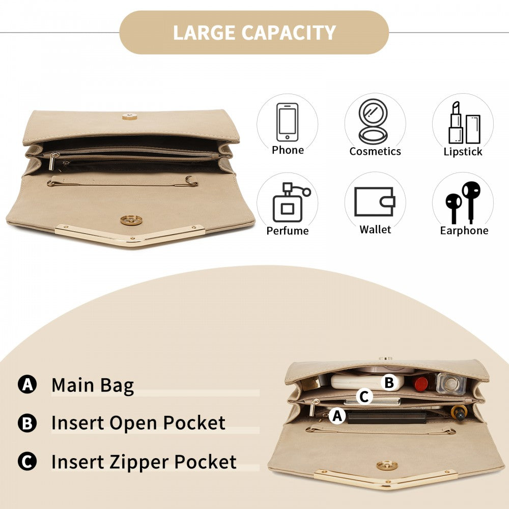 PU Leather Envelope Clutch Bag – Khaki