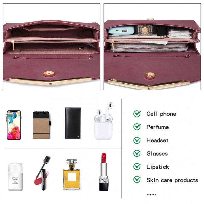 PU Leather Envelope Clutch Bag – Red