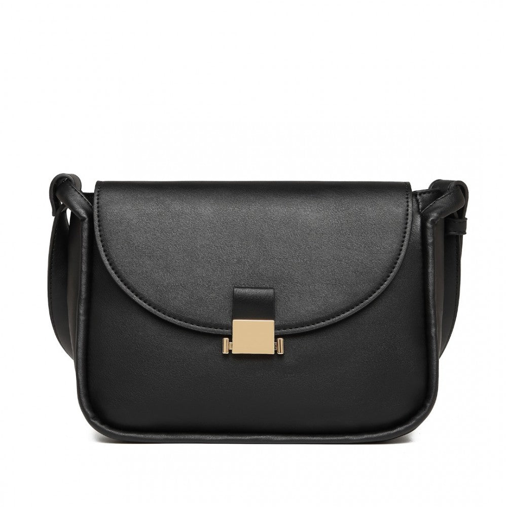 Fashion PU Leather Commute Flap Small Square Bag – Black