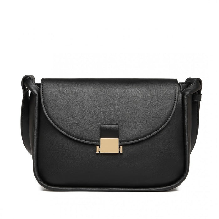 Fashion PU Leather Commute Flap Small Square Bag – Black