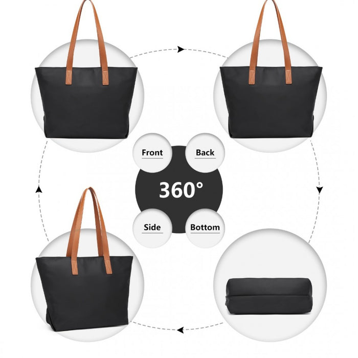 Casual Waterproof Shopping Tote Bag – Black