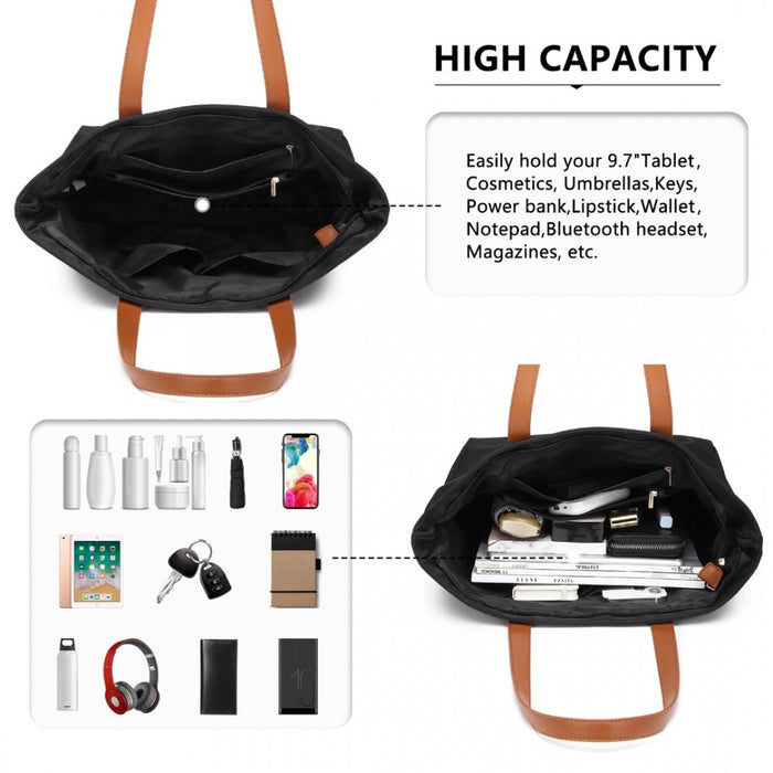 Casual Waterproof Shopping Tote Bag – Black